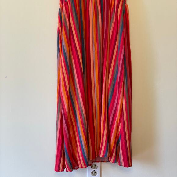 Torrid 1 maxi stripe dress multicolor festival carnival summer ruffle pink - Picture 7 of 8